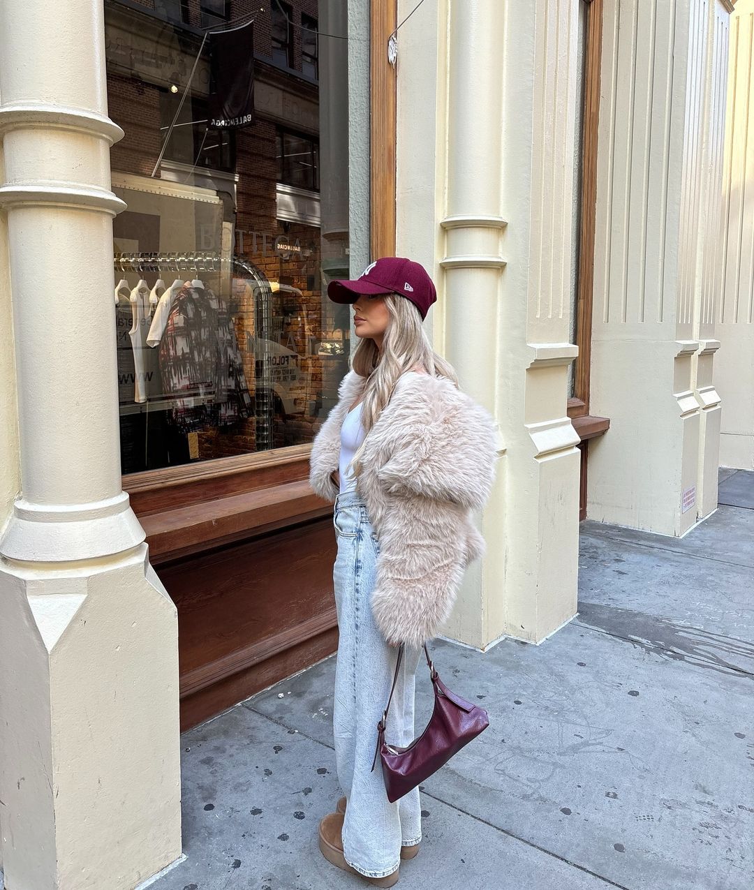 Faux fur coat - Cream