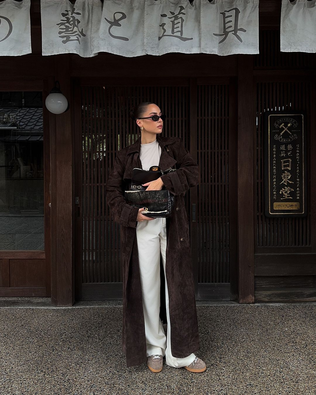 Dark brown coat EVA outlet herringbone polka dots jacket by STADTKIND POTSDAM