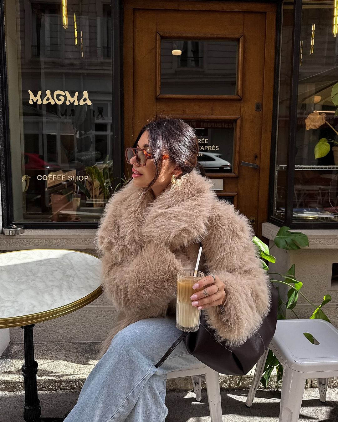 Faux Fur Coat - Beige