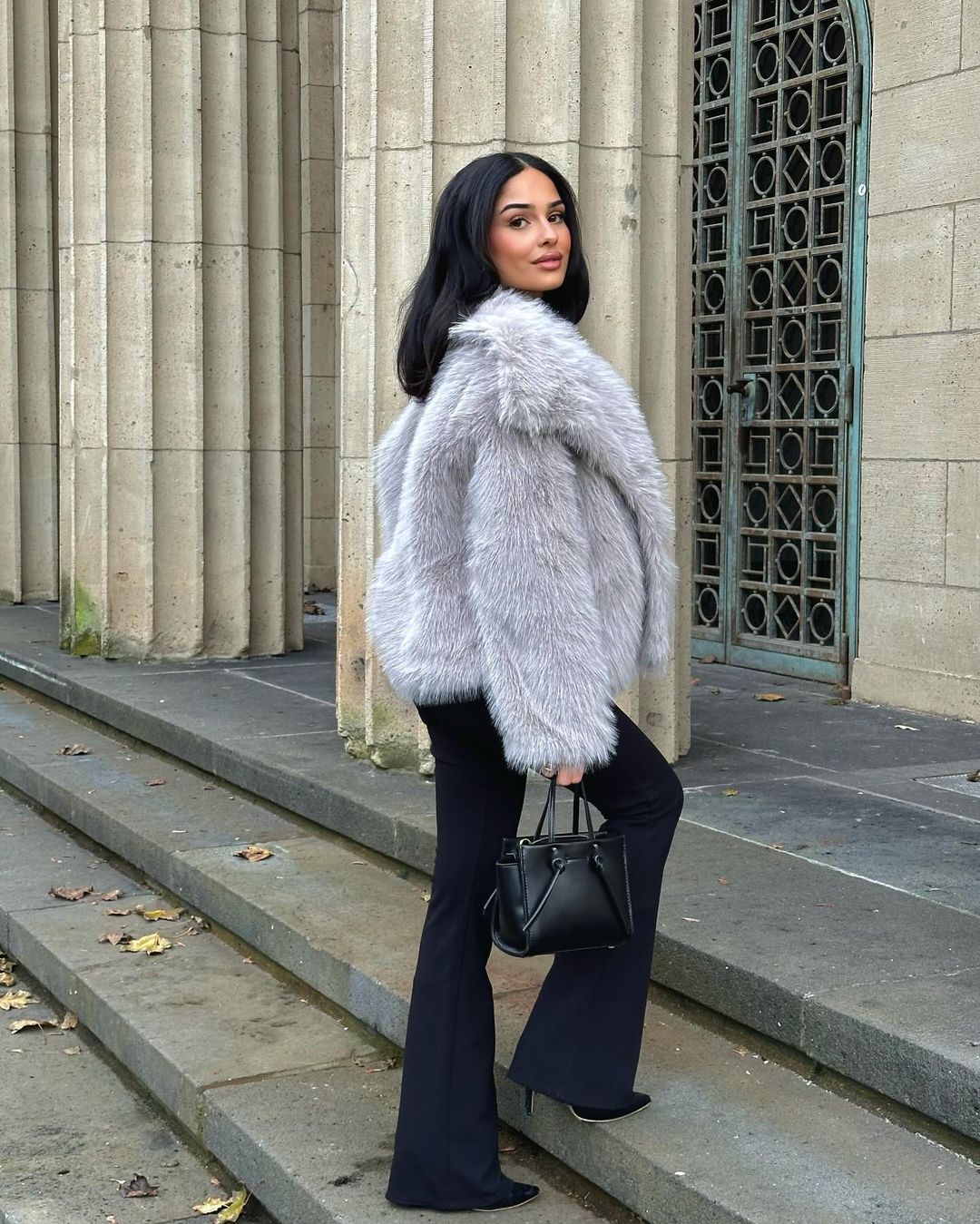 Faux fur coat- Grey