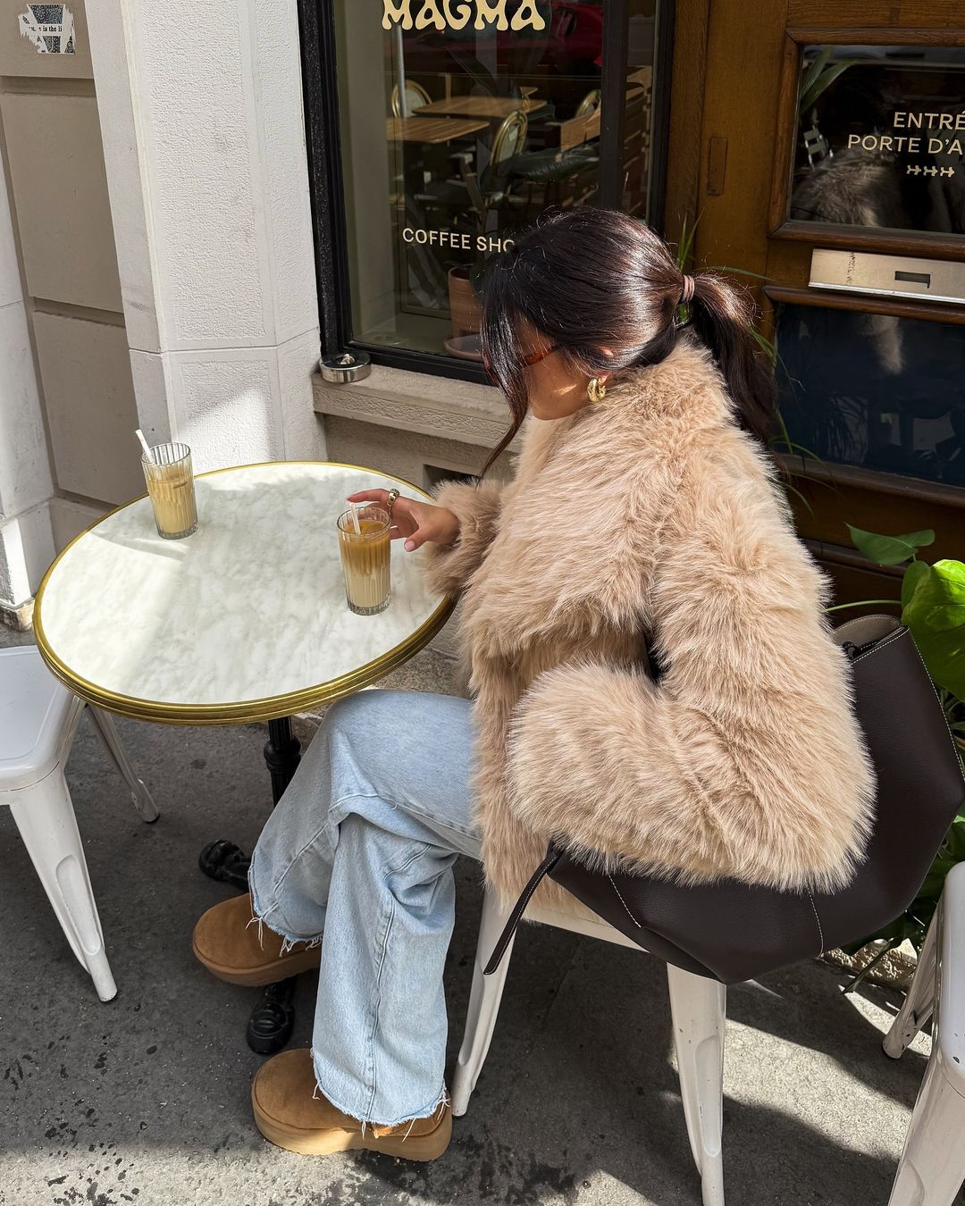 Faux Fur Coat - Beige