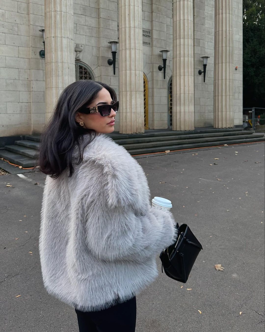 Faux fur coat- Grey