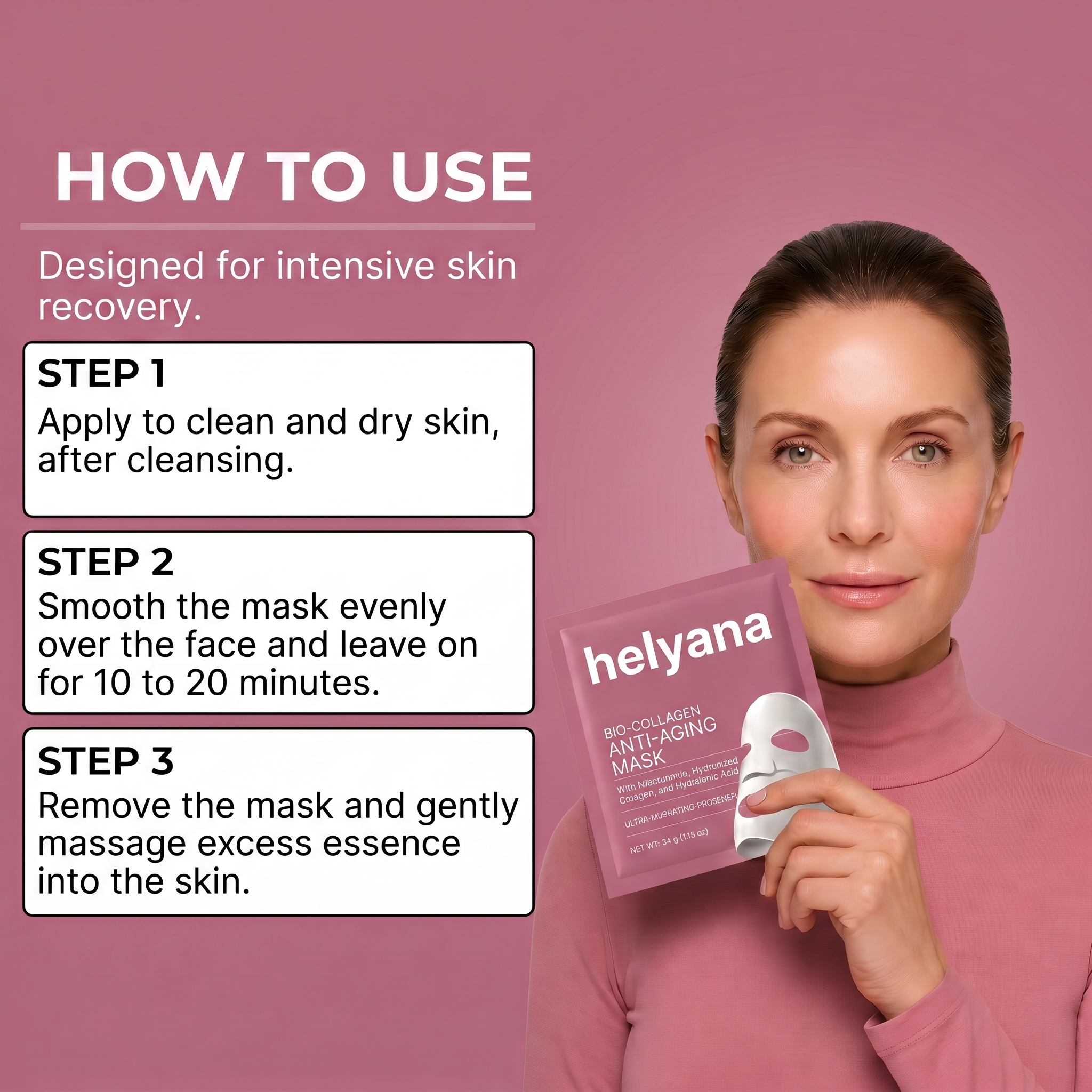 3-Pack Bio-Collagen Face Masks